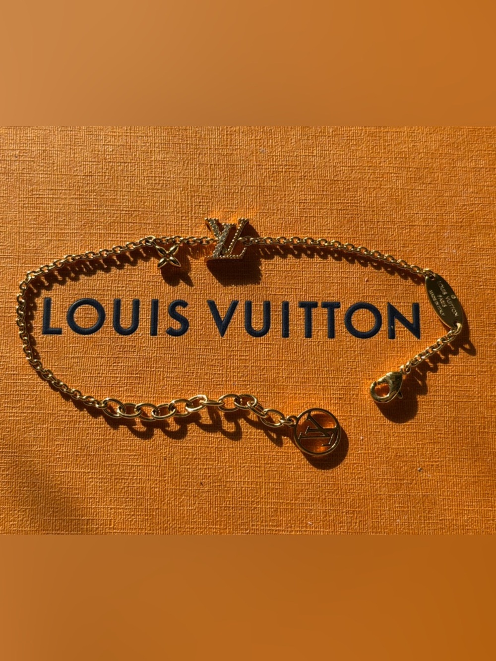 Louis Vuitton Gold-Tone Pavé LV Charm Bracelet - Picture 7 of 10